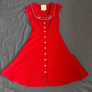 Myrtlewood of California Bright Red Knee-Length Vintage-Style Dress